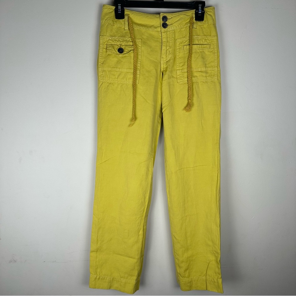 Anthro heihei linen blend mustard yellow loose pants